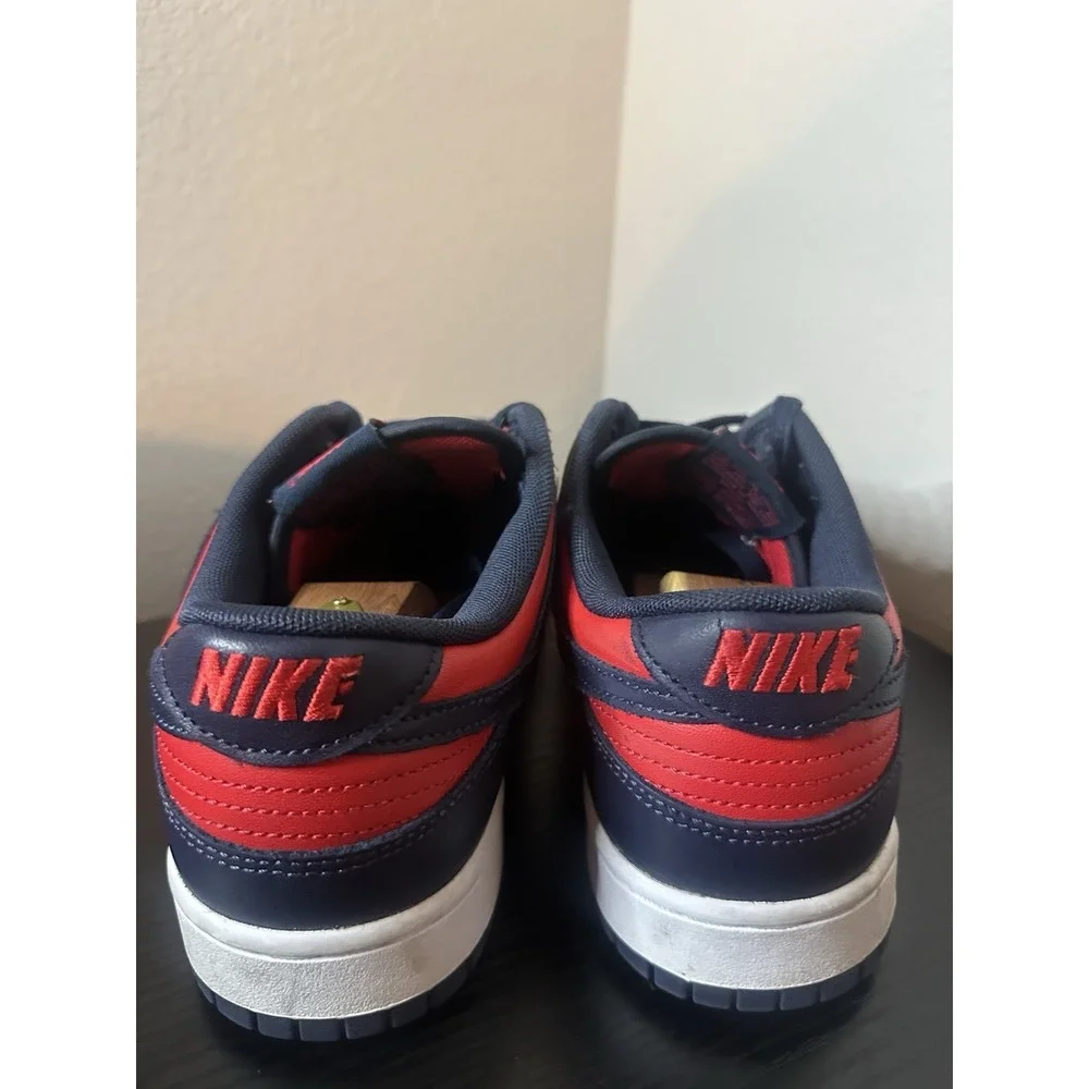 Size 12 - Nike Dunk Low Retro University Red White Obsidian Blue Shoes Mens